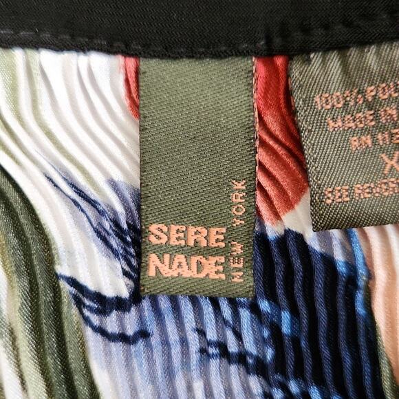 Sere Nade Womens Floral Sleeveless Blouse Size XL Accordian Peplum Artsy Light - Picture 6 of 10